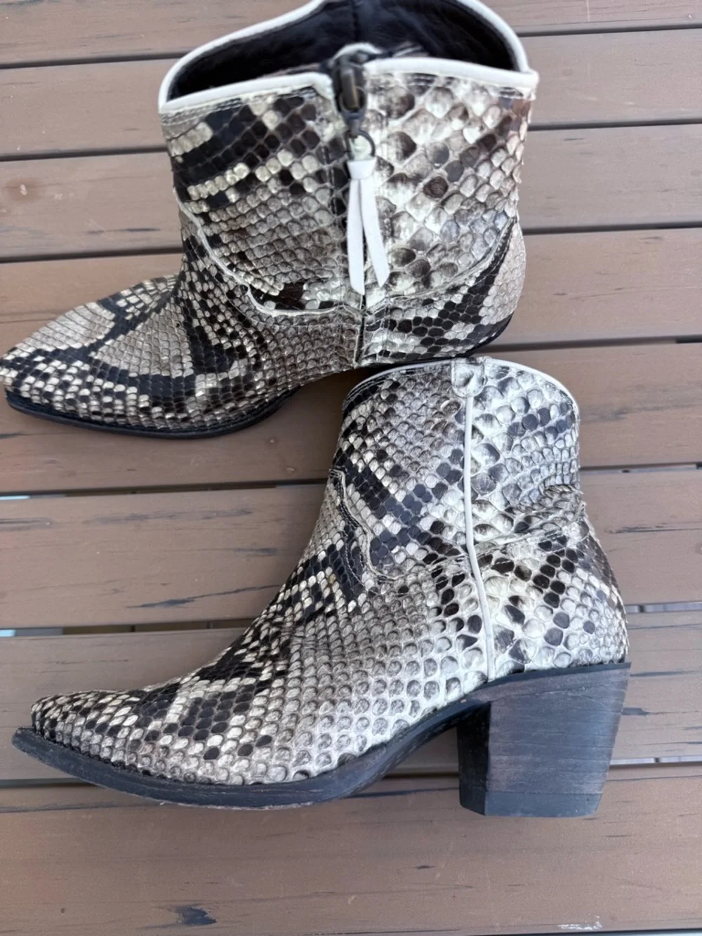 Tecovas *Limited Edition Zoey in Python side zip Ankle Booties - Picture 2 of 6